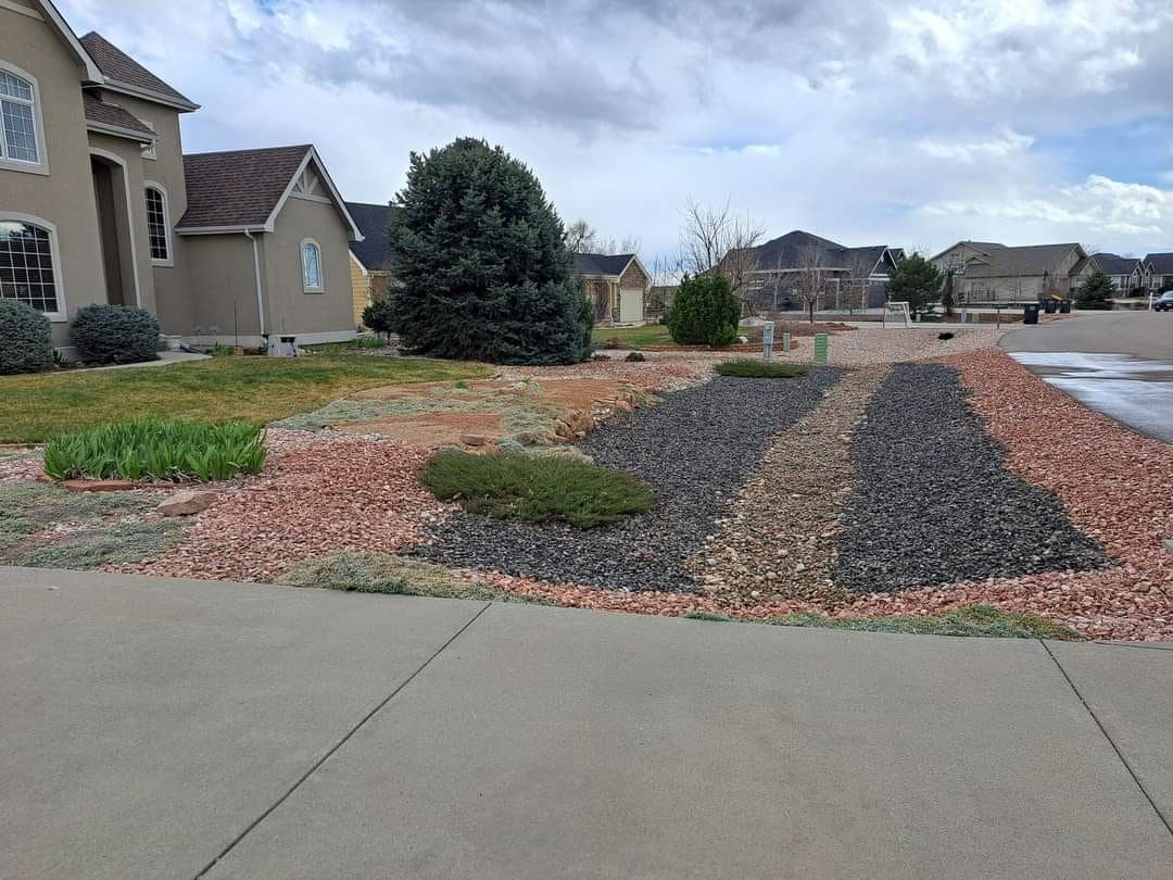 Decorative stone border layout and finished landscape design
