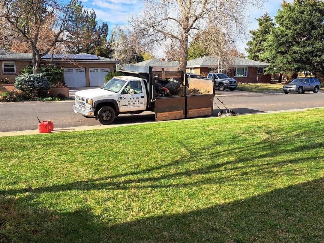 Vision Provider Landscaping work truck parked at a residential job site